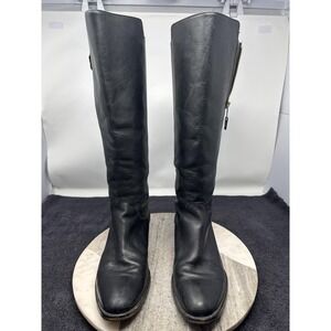 Vero Cuoio Leather Boots Womens Size 9 Black Knee High Riding Made in Italy